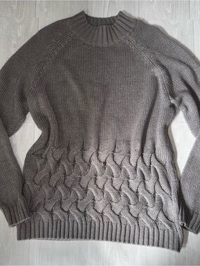 Simply Vera Vera Wang Chunky Cable-Knit Turtleneck Sweater - Gray